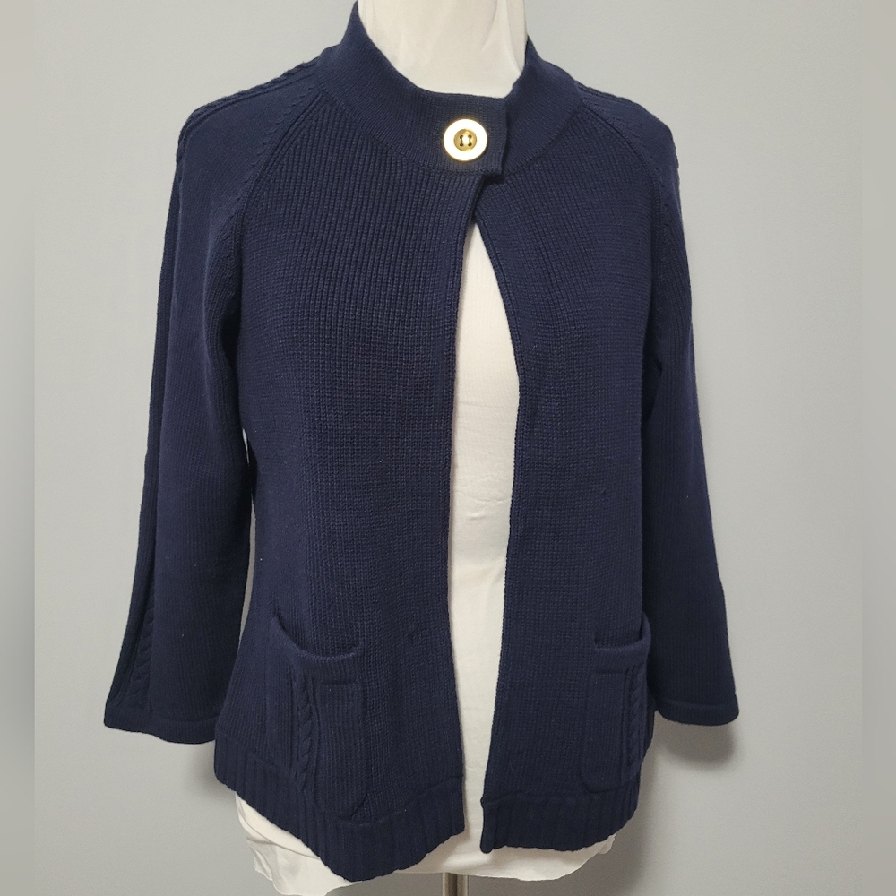 Bianca Nygard Cardigan, Cotton, Navy Blue